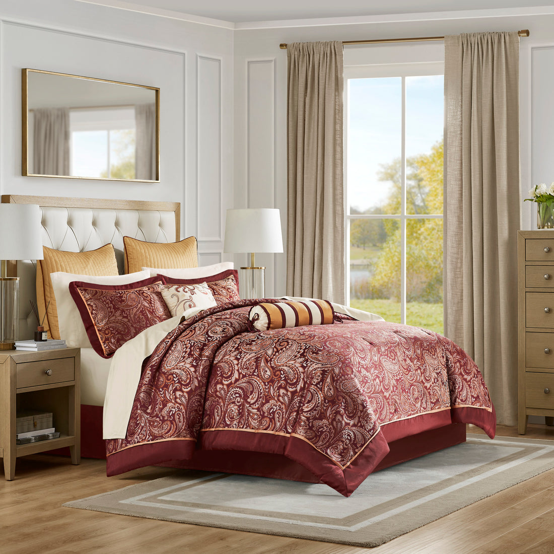 12 Piece Comforter Set With Cotton Bed Sheets Red King King Red Cotton
