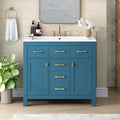 36'' Bathroon Vanity With Resin Sink Combo Set,Modern Freestanding Single Bathroom Cabinet With 4 Drawers & 2 Cabinets,Storage Cabinet For Bathroom, Solid Wood Frame Vanity Set Same As Sw000130Aac