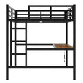 Metal Full Size Loft Bed With Power Outlet And Led Lighted, Space Saving, Noise Reduced, Black Full Black Metal