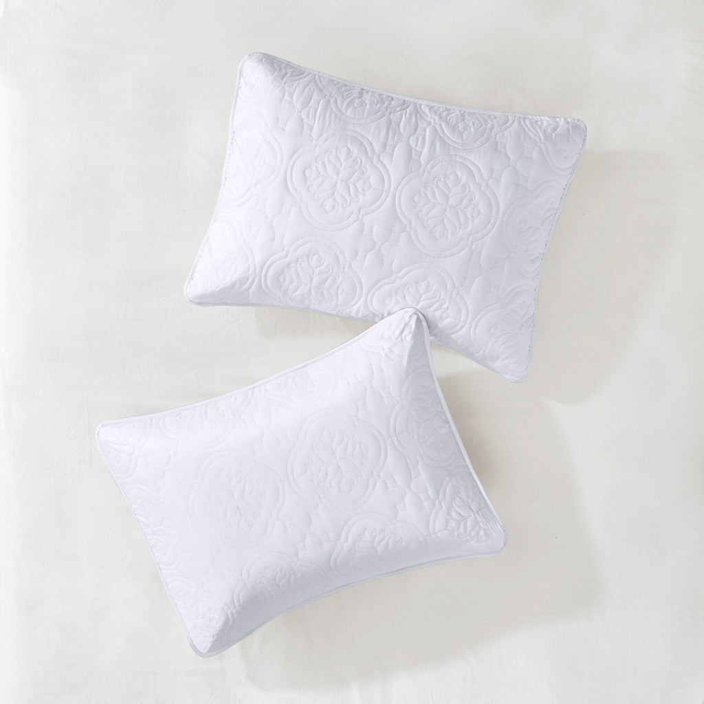 3 Piece Reversible Bedspread Set White Full Queen Queen White Polyester
