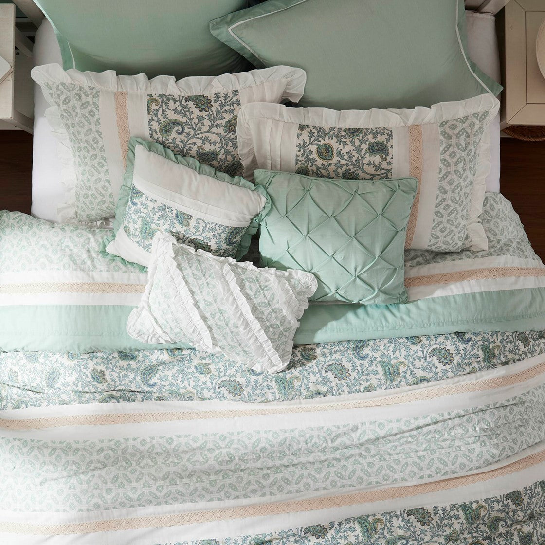 9 Piece Cotton Percale Comforter Set Aqua Cal King California King Aqua Polyester