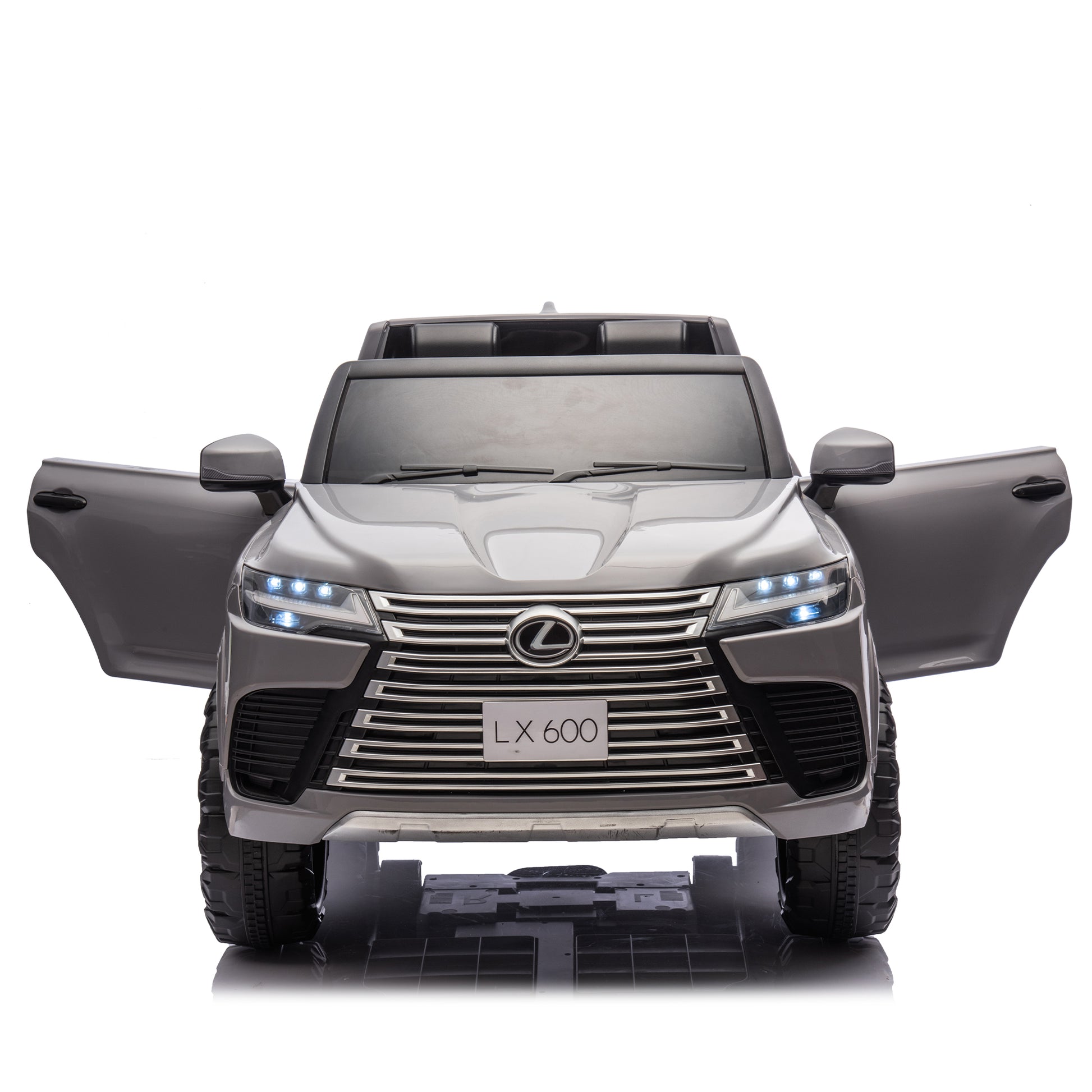 Licensed Lexus Lx600 24V Two Seater Kids Ride On Car W Parents Control,Seat Width 20 Inches,2Wd,Four Wheel Suspension,Bluetooth,Mp3,Music,Adjustable Volume,Power Display,Speeds 1.86 3.11Mph For Kids. Gray Polypropylene