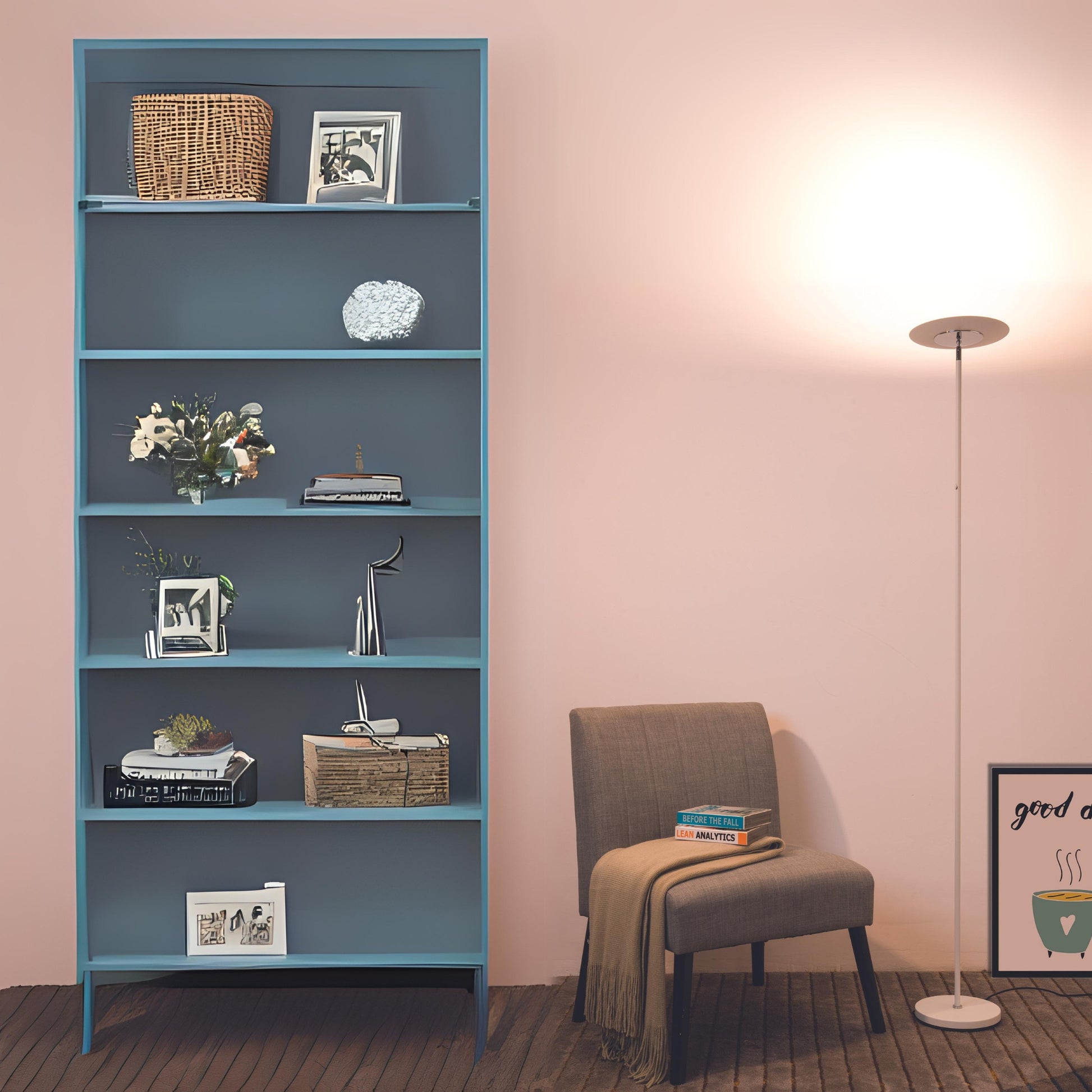 72" Tall" Linea" Adjustable Torchiere Led Floor Lamp, Satin White White Metal