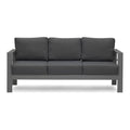 5 Pieces Outdoor All Weather Conversation Set, Sectional Sofa, Aluminum Couch Dark Gray Cushions Grey Aluminium
