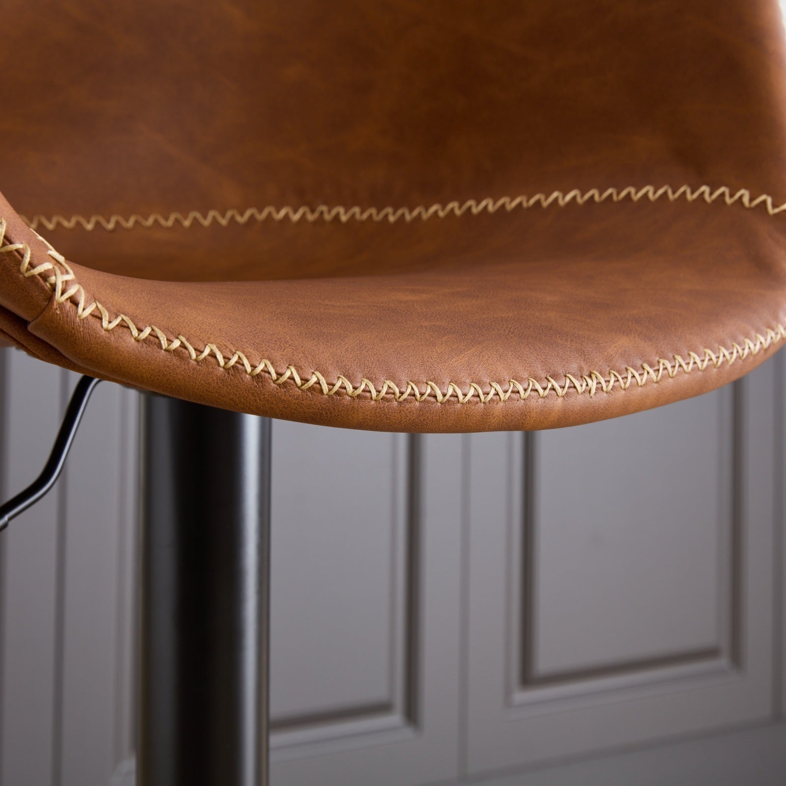 Adjustable Swivel Bar Stools, Mid Century Modern Pu Leather Upholstered Counter Height Bar Stool, Kitchen Island Barstools With Minimalism Style, 1 Chair 1Carton,Brown Brown Pu Mid Century Modern,Minimalist Bar Stools 1 Foam Pu Leather