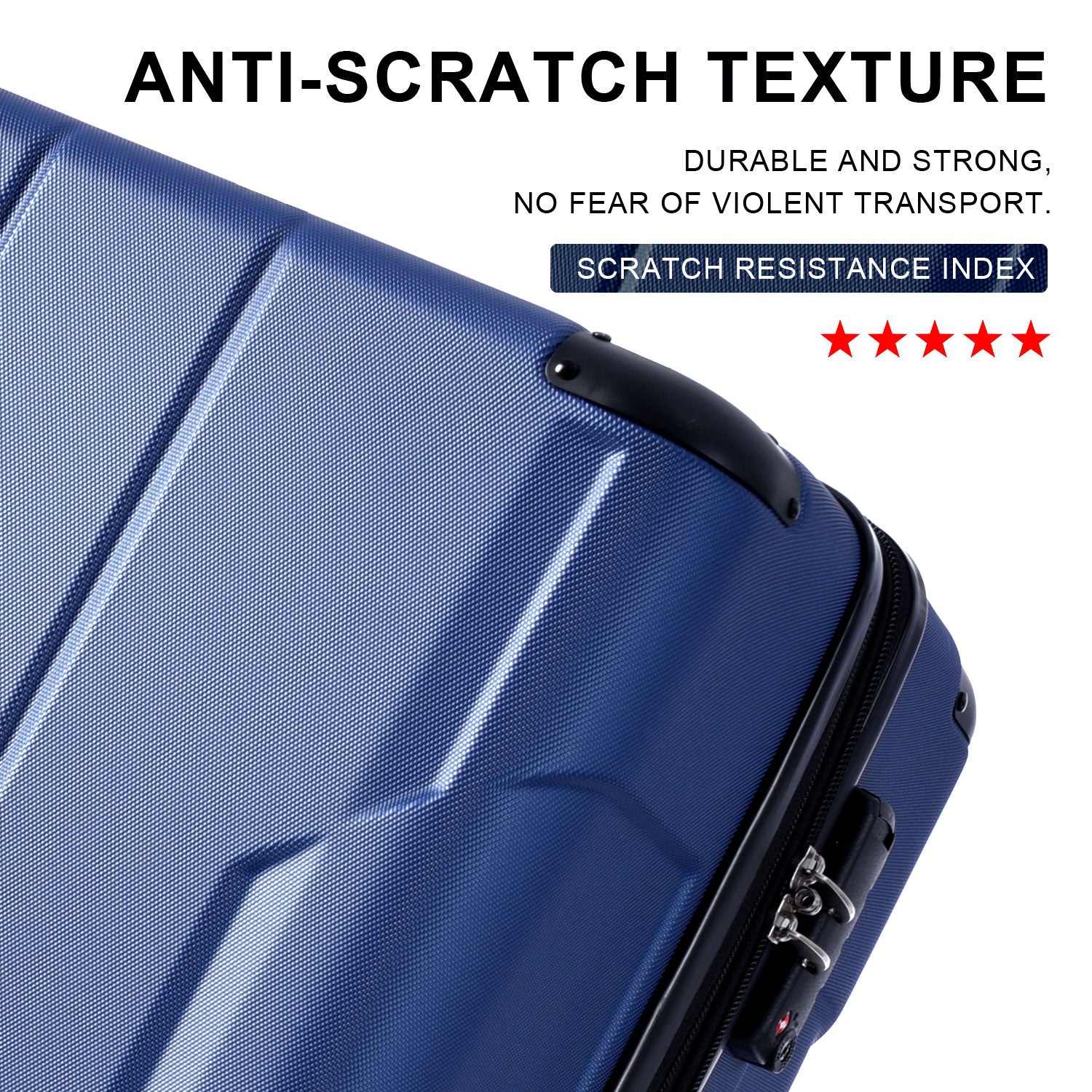 Luggage Sets 3 Piece, Expandable Hard Shell Abs Suitcases With Double Spinner, Travel Luggage Set With Tsa Lock 20 24 28Inch, Blue Blue Abs