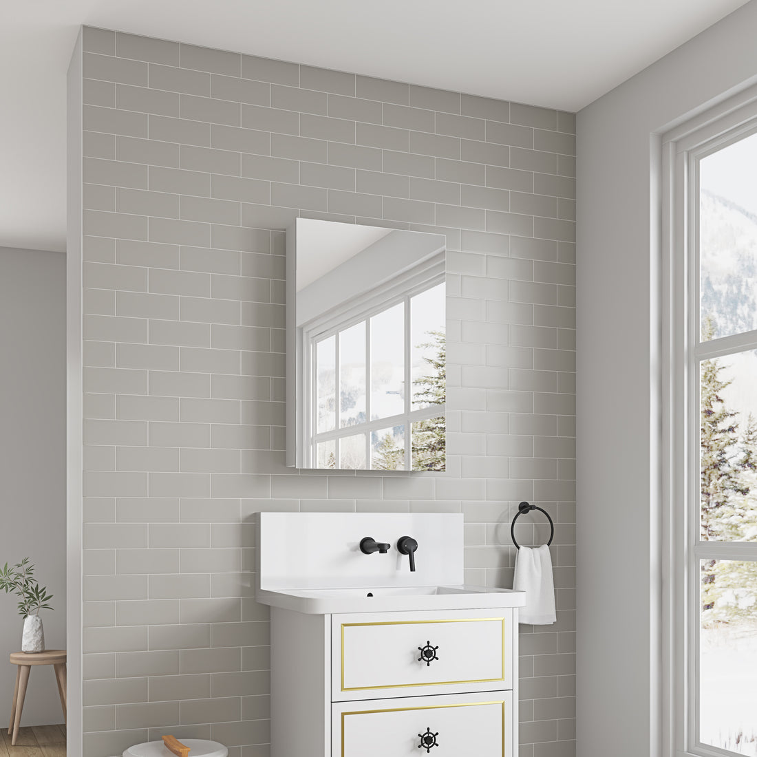 20'' W X 30'' H Bathroom Mirror Medicine Cabinet Wooden Door Medicine Cabinets For Bathroom, Wall Mounted Recessed Or Surface, Bathroom Mirror With Storage, Right Opening Door White Engineered Wood