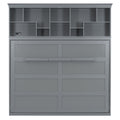 Queen Size Murphy Bed Wall Bed With Top Shelves & Usb,Gray Queen Gray Plywood