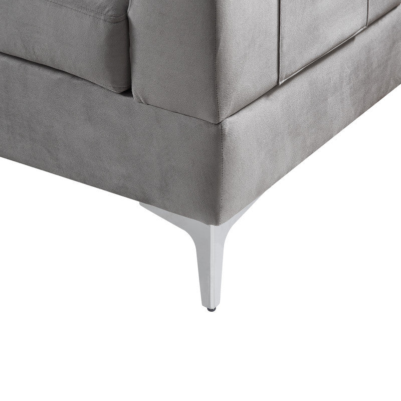 Chloe 85.5" Gray Velvet Sectional Sofa Chaise With Usb Charging Port Gray Velvet