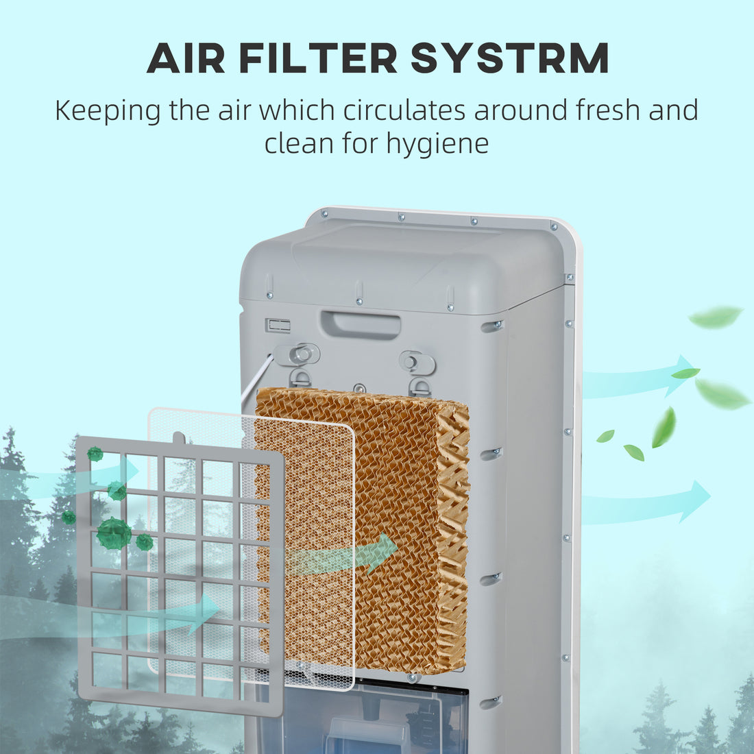 Homcom 32" Evaporative Air Cooler With 3.2 Gal Water Tank, 60 Oscillating, 3 In 1 Ice Cooling Fan, Portable Swamp Cooler With Humidifier For Home Office, 3 Modes, 3 Speeds, 12H Timer, Remote, Gray