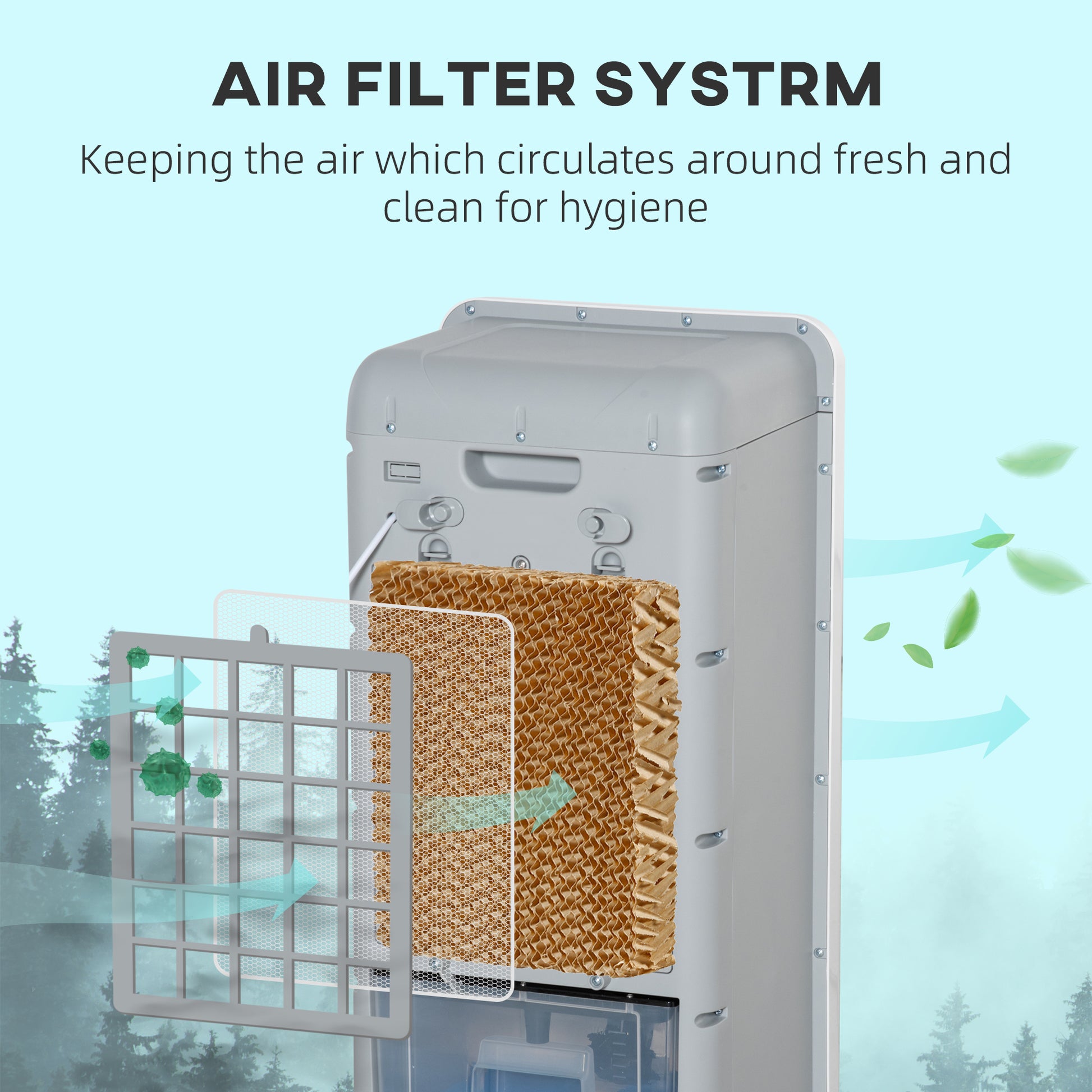 Homcom 32" Evaporative Air Cooler With 3.2 Gal Water Tank, 60 Oscillating, 3 In 1 Ice Cooling Fan, Portable Swamp Cooler With Humidifier For Home Office, 3 Modes, 3 Speeds, 12H Timer, Remote, Gray
