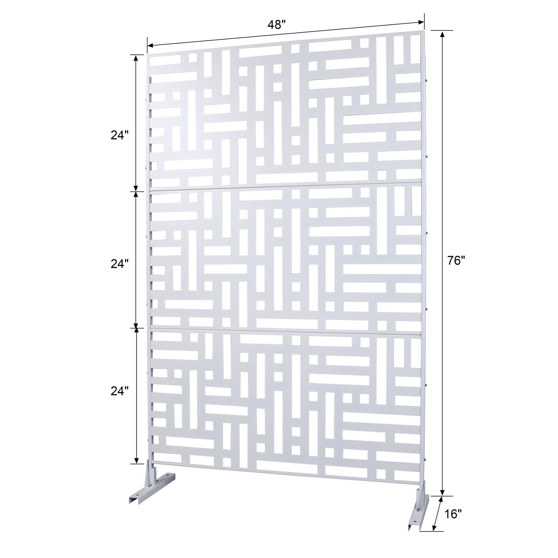Outdoor & Indoor Privacy Screen Metal Privacy Screen 76" H 48" W, Freestanding Decorative Privacy Screen For Deck Balcony Patio, Privacy Fence Panels For Outside Lawn Garden Ps103 White White Steel