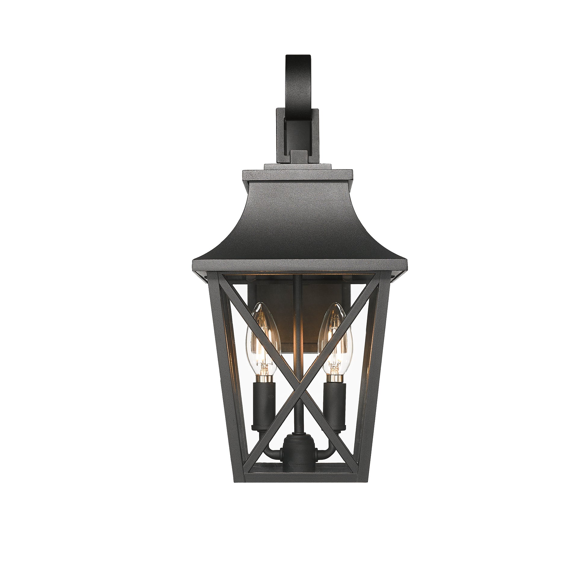 Black Outdoor Wall Lantern 2 Light,Large Outside Modern Wall Sconce Light Fixture,Industrial Porch Light Wall Mount With Glass,Waterproof Farmhouse Exterior Lamp Lighting 1 Pack Black Aluminium