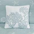 4 Piece Cotton Reversible Embroidered Quilt Set With Throw Pillow Aqua King Cal King King Aqua Cotton