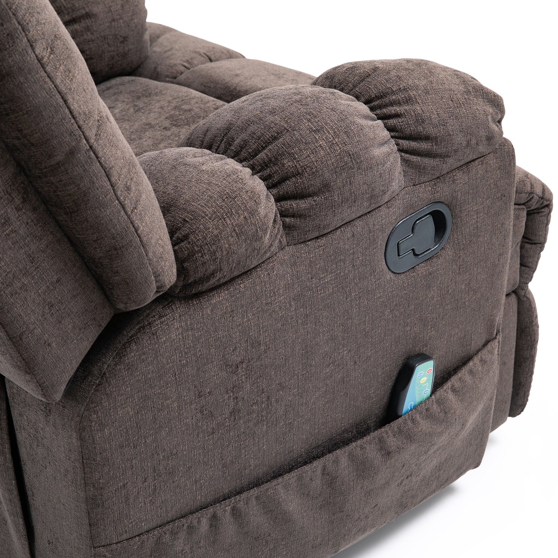 Massage Recliner Brown Fabric