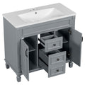 36'' Bathroom Vanity With Top Sink, Modern Bathroom Storage Cabinet With 2 Soft Closing Doors And 2 Drawers, Single Sink Bathroom Vanity Grey Bathroom Mdf