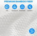 100% Waterproof Bamboo Mattress Protector King Size Bed,Soft 3D Air Fabric Mattress Pad Cover, Machine Washable Fitted Style With Stretchable Pockets Up To 19'' White Bamboo King