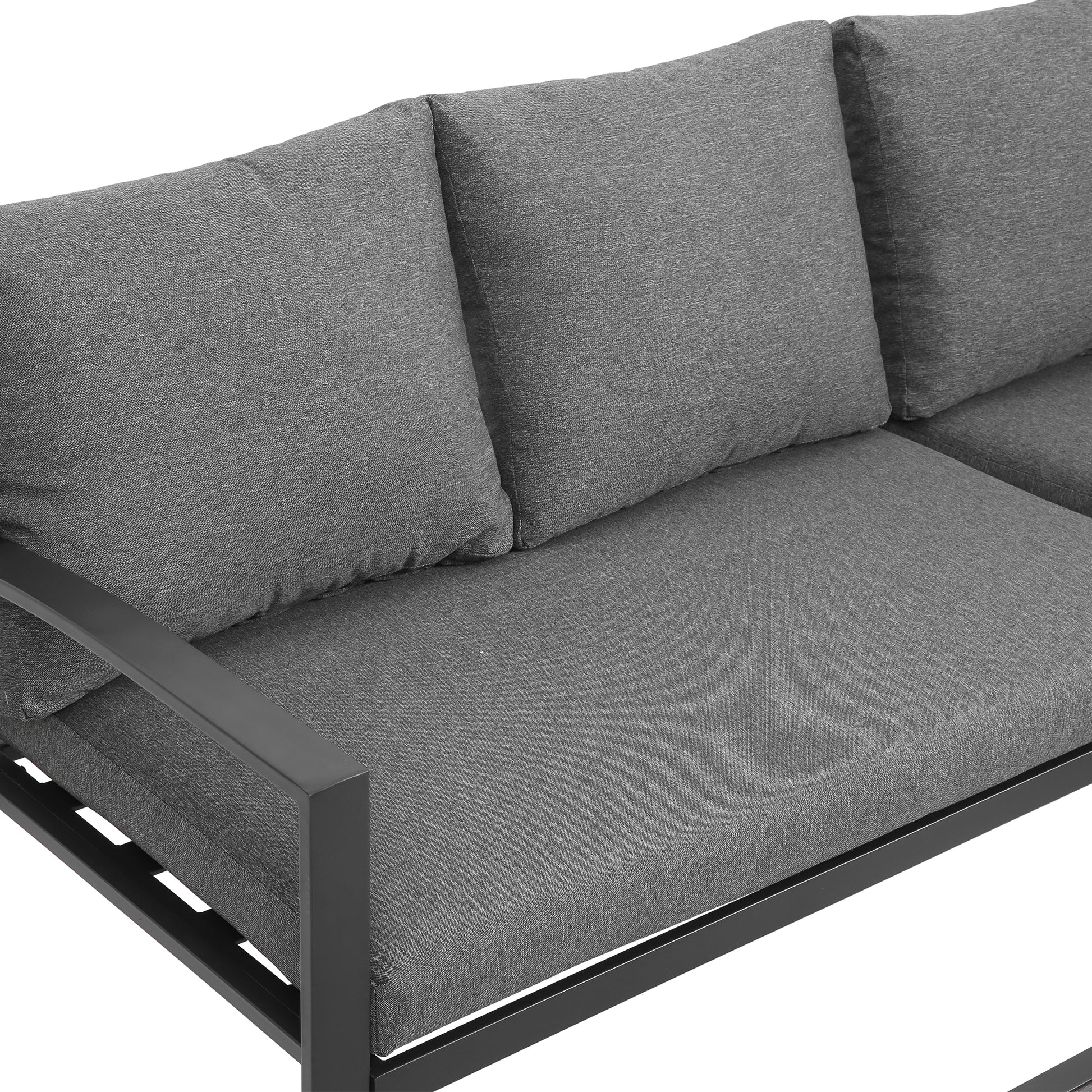 Grand Patio 4 Piece Patio Furniture Set, All Weather Outdoor Conversation Set Sectional Sofa With Water Resistant Beige Thick Cushions And Coffee Table Dark Gray Cotton Steel