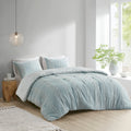 3 Piece Cotton Jacquard Comforter Set Aqua King Cal King King Aqua Cotton