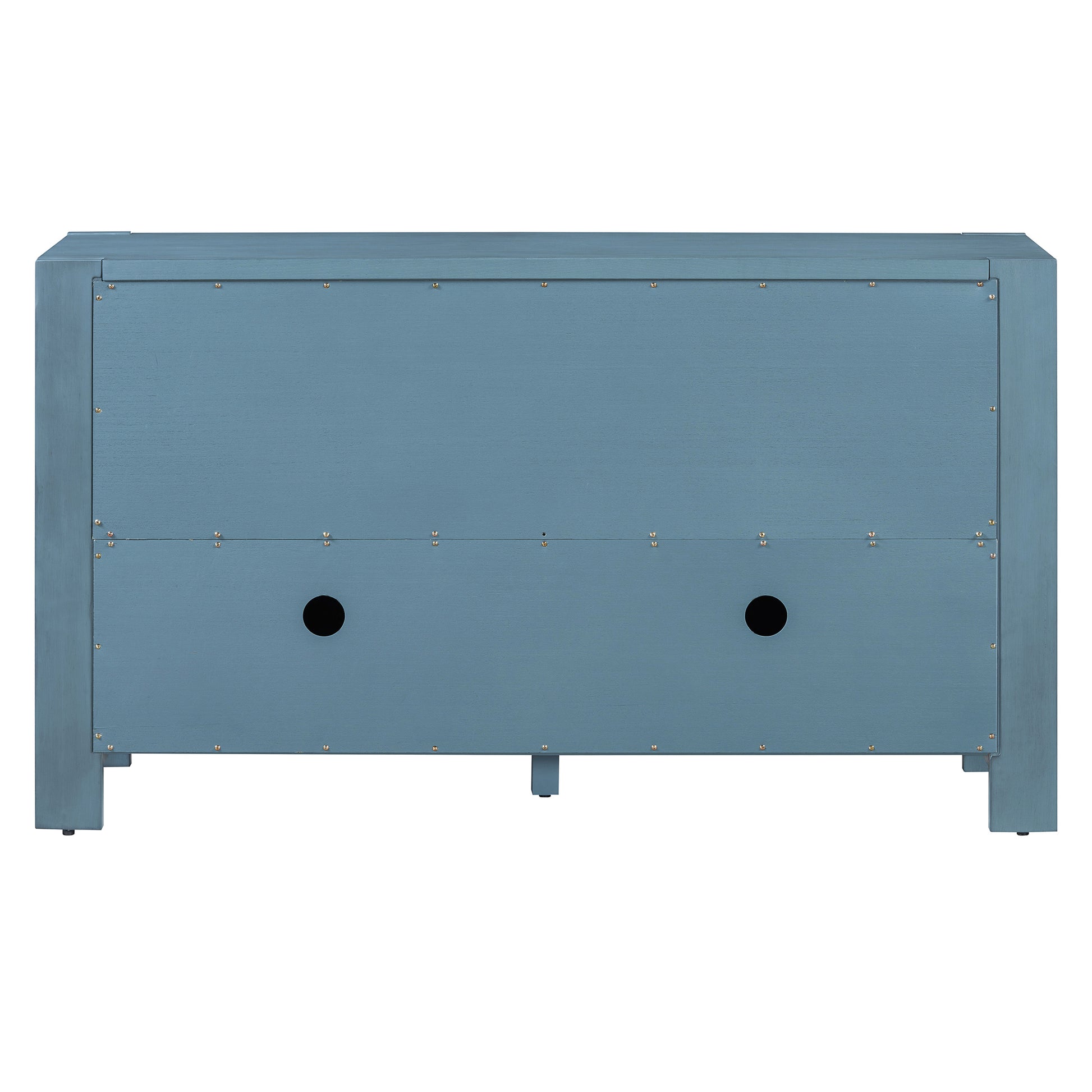 Retro 4 Door Sideboard With Distressed Finish And Adjustable Shelves For Dining Room, Kitchen, And Living Room Navy Navy Mdf,Rubber Wood