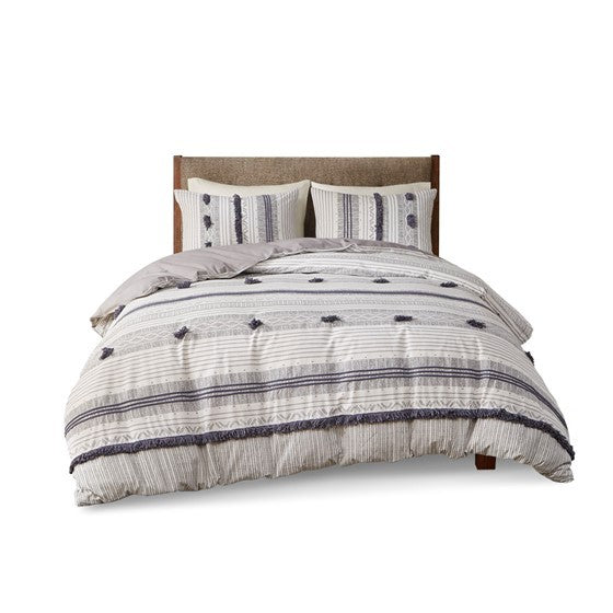 3 Piece Cotton Duvet Cover Set Queen Multicolor Cotton