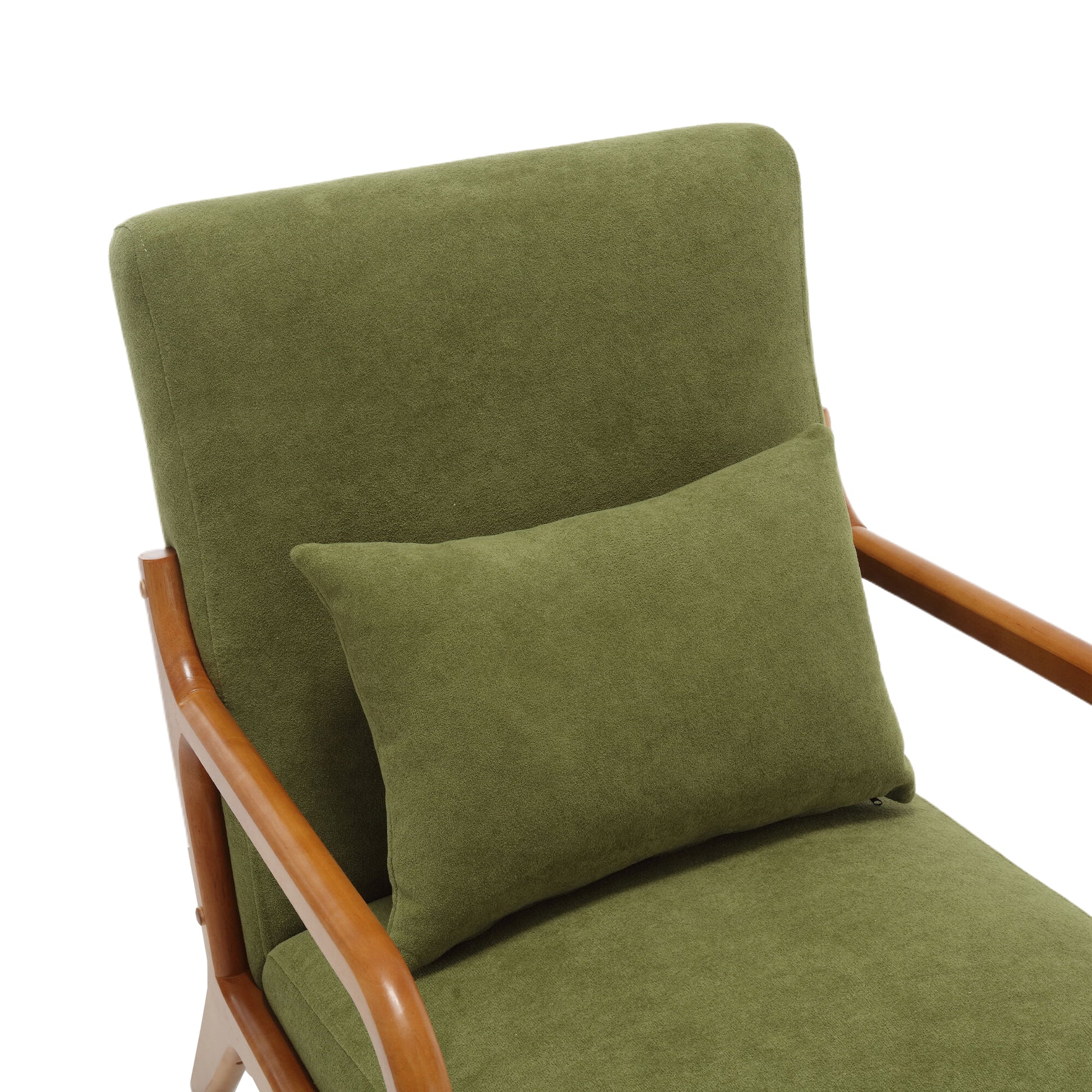 Coolmore Modern Accent Chair, Solid Wood Padding Lounge Armchairs With One Pillow For Living Room, Bedroom, Guest Room Green Green Rubberwood Foam Velvet