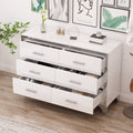 Elegant High Gloss Dresser With Metal Handle,Mirrored Storage Cabinet With 6 Drawers For Bedroom,Living Room,White White Mdf
