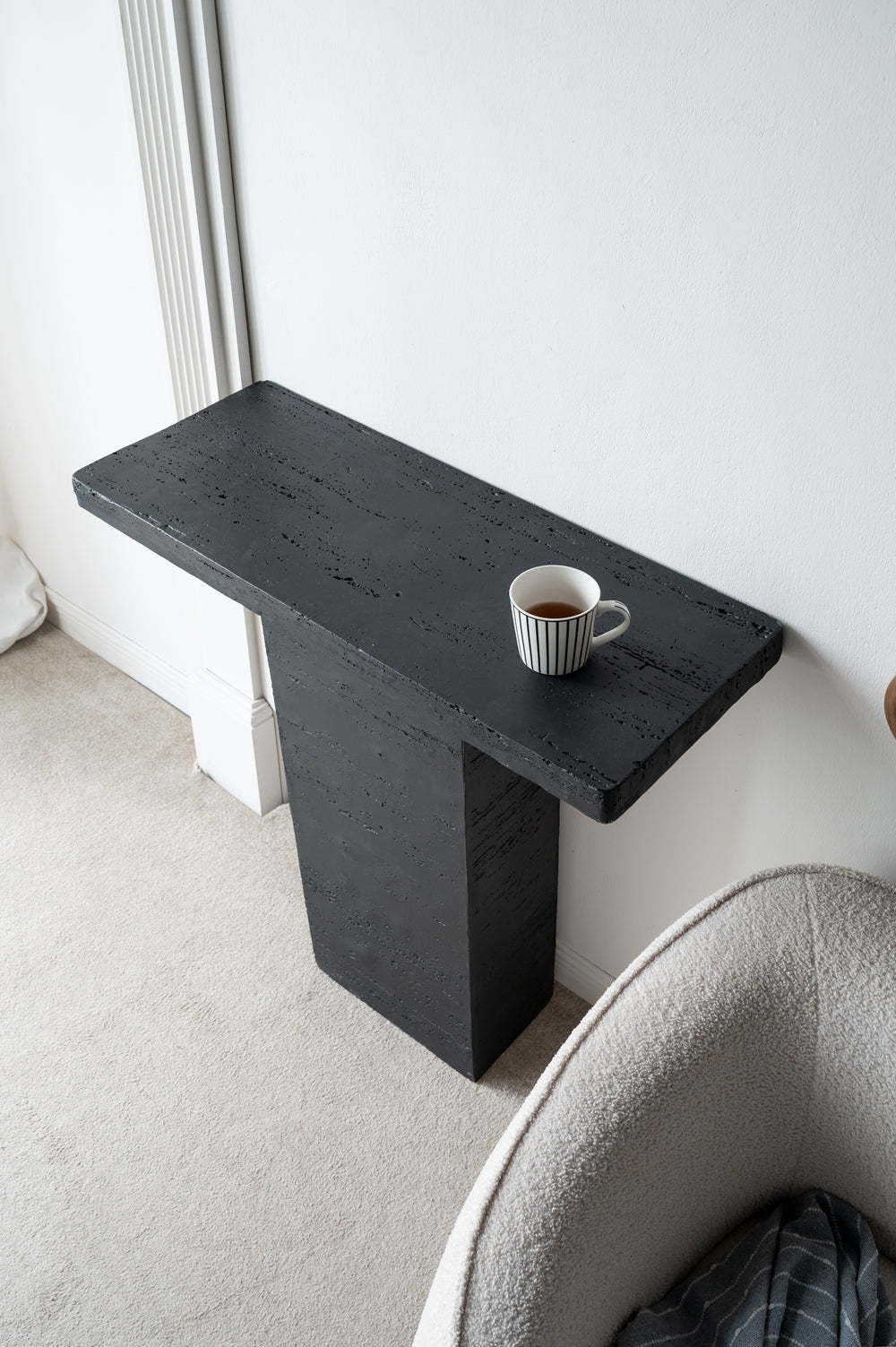 35.5X14X35.5" Black Rectangular Coffee Table With Pedestal Base Black Primary Living Space Contemporary,Industrial,Minimalist,Modern,Ultra Modern Magnesium Oxide