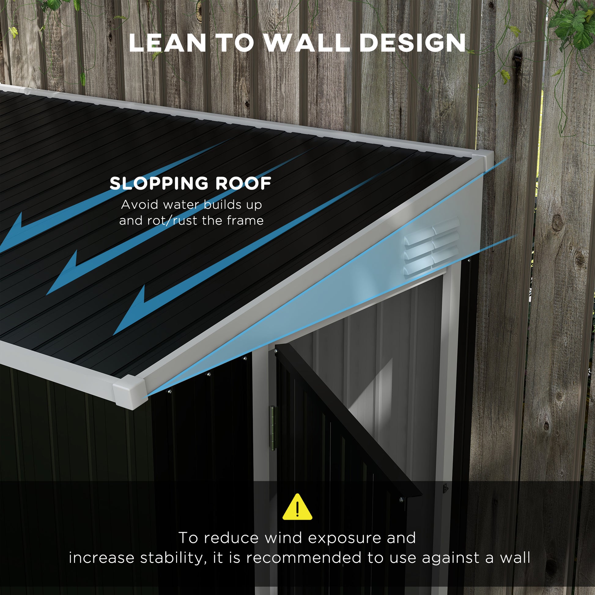 Outsunny 4' X 6' Metal Outdoor Storage Shed, Lean To Storage Shed, Garden Tool Storage House With Lockable Door And 2 Air Vents For Backyard, Patio, Lawn, Dark Gray Gray Steel