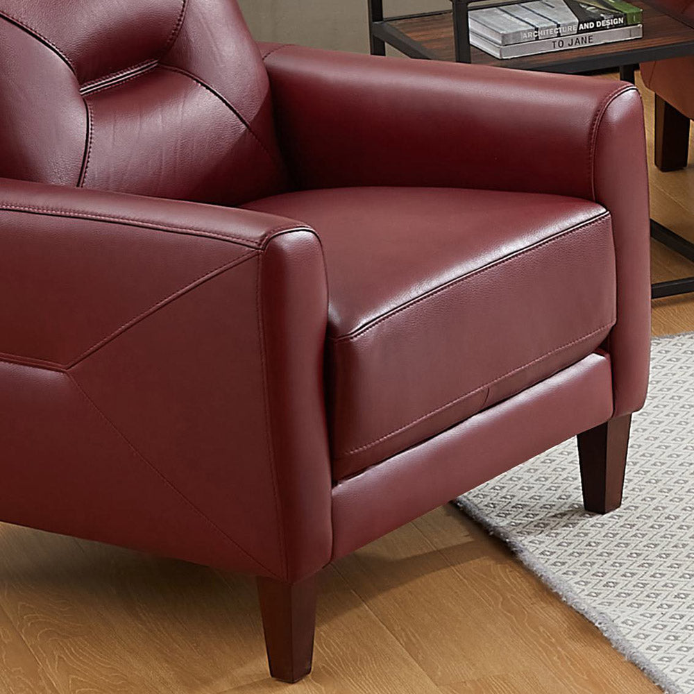 Mavis Leather Chair Red Memory Foam Genuine Leather
