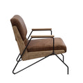 Cocoa And Matt Iron Accent Chair With Metal Leg Brown Primary Living Space Contemporary Genuine Leather