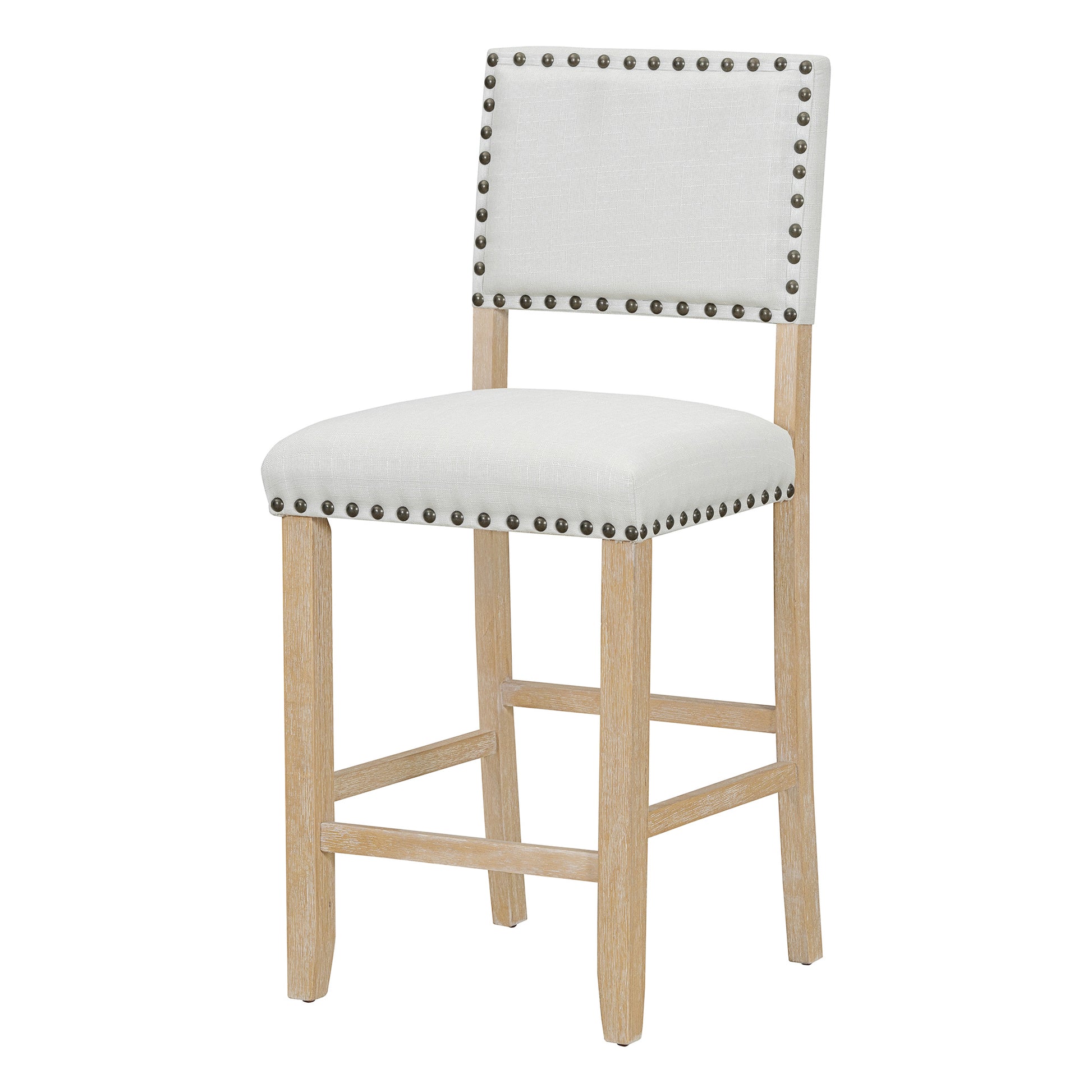 5 Piece Counter Height Dining Set, Classic Elegant Table And 4 Chairs In Natural Wood Wash Natural Wood Wash Solid Wood