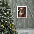 Papa Noel White Framed Wall Art For Living Room, Holiday Wall Art Print For Home Decor, Bedroom Wall Art By Jo Moulton Multicolor Wood Paper
