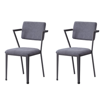 Grey And Gunmetal Open Back Dinning Chairs Set Of 2 Grey Primary Living Space Modern Fabric Metal