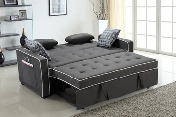 Austin 70" Modern Gray Fabric Sleeper Sofa With 2 Usb Charging Ports And 4 Accent Pillows Gray Linen 2 Seat