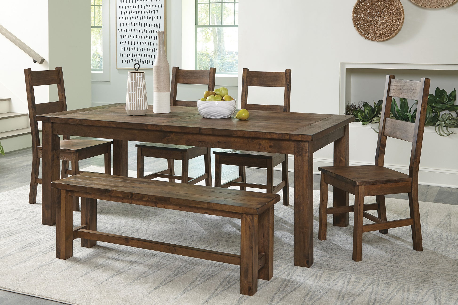 Classic Transitional Design Dining Chairs Set Of 2 Solid Rubber Wood Dining Furniture Burnished Brown Finish Brown Primary Living Space Classic,Rustic,Transitional Side Chair Solid Wood