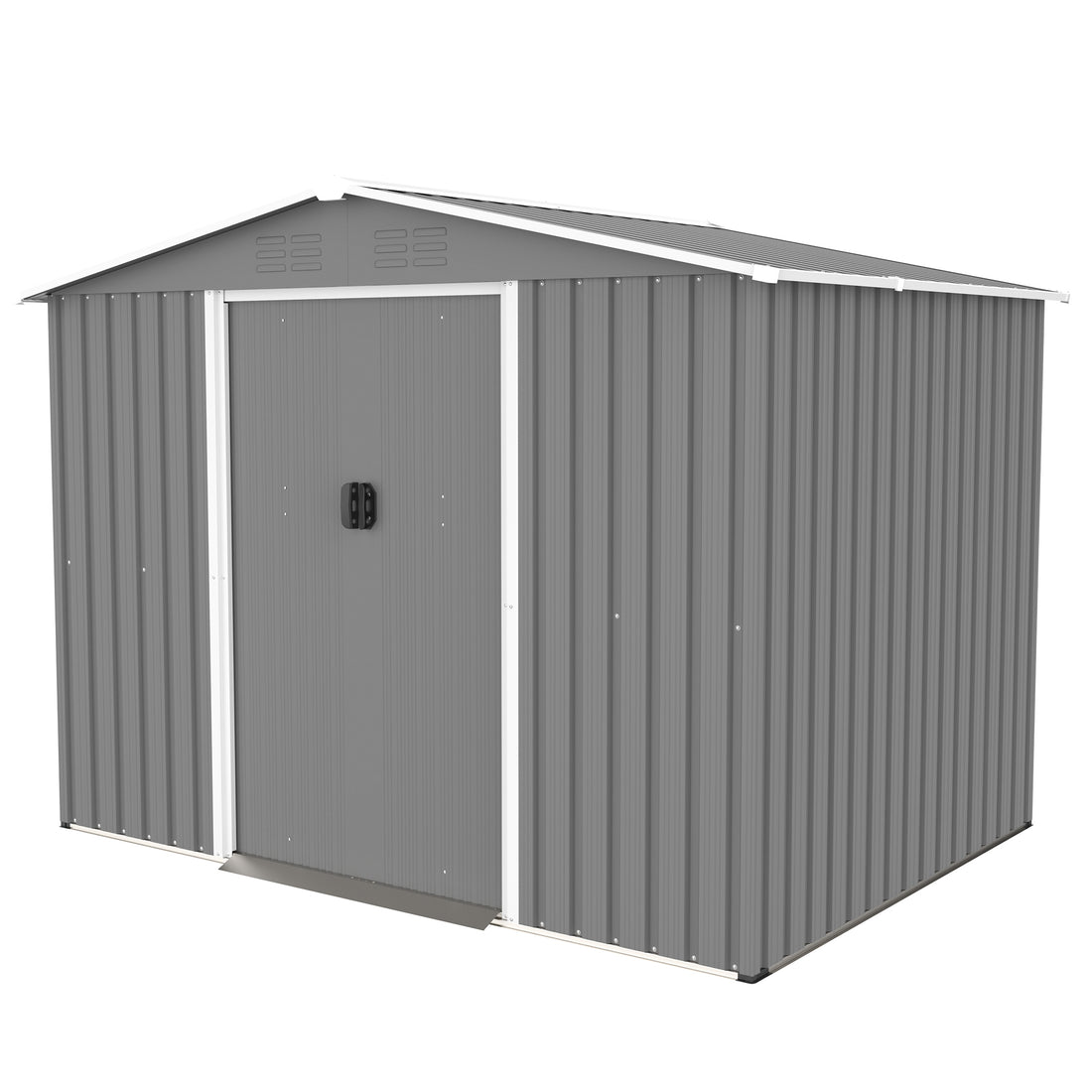 8X6 Ft Outdoor Tool Storage Shed With Metal Foundation & Lockable Doors, All Weather Metal Sheds For Garden, Patio, Backyard, Lawn, Gray Gray Metal