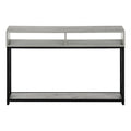 Accent Table, Console, Entryway, Narrow, Sofa, Living Room, Bedroom, Grey Laminate, Black Metal, Contemporary, Modern Grey Metal