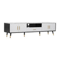 71'' Modern Tv Stand With 2 Cabinets& Open Compartments, Entertainment Center For Tvs Up To 80'', Television Console For Living Room, Bedroom, Home Theatre White Black Primary Living Space 70 79