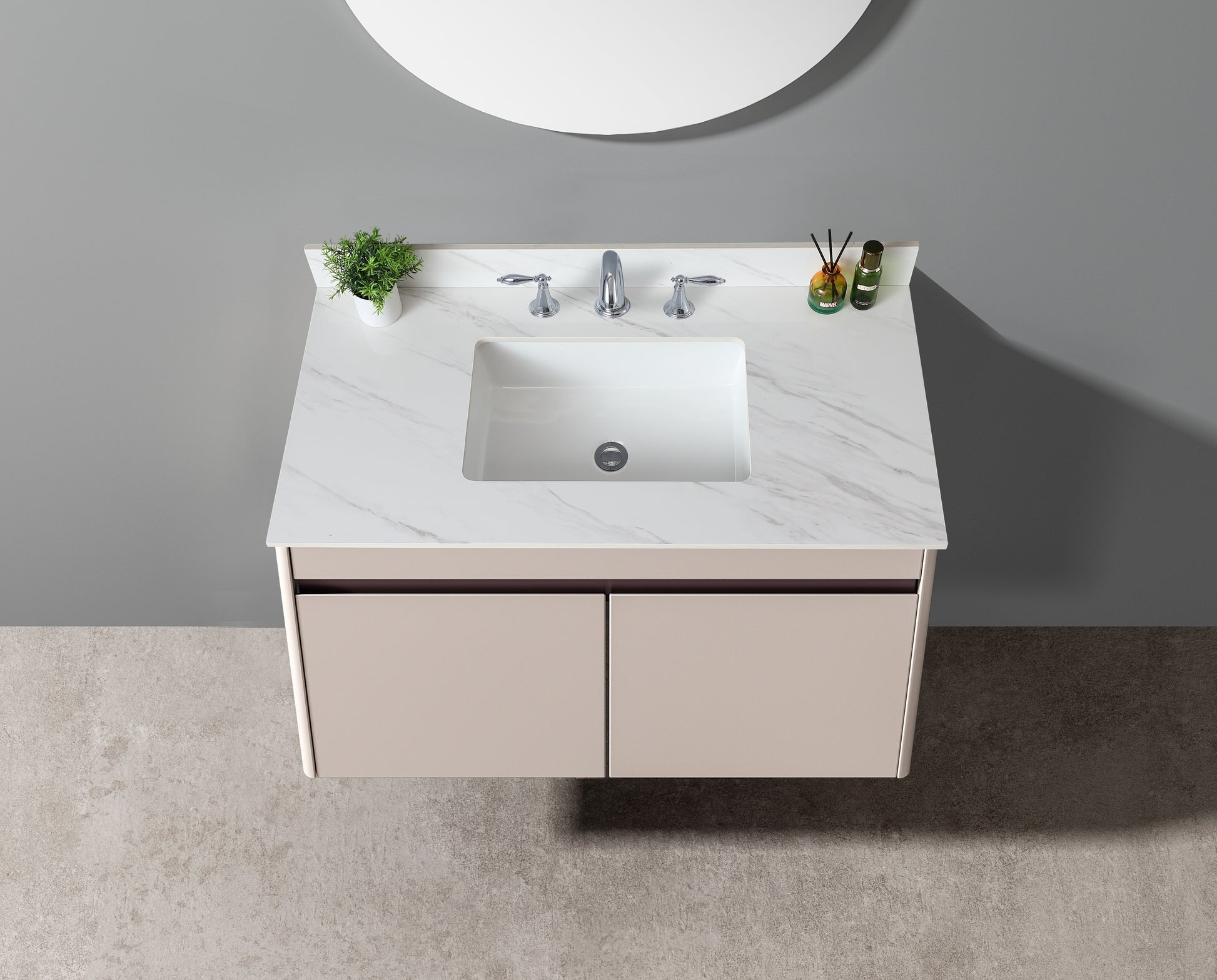 31 Inch Marble Vanity Top, White Vanity Top With Pre Drilled Faucet Holes, Bathroom Vanity Top With Undermount Rectangular Middle Sink And 4" Height Backsplash, Bianco Carrara Venato White Bathroom Sintered Stone