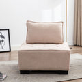 Coolmore Modern Upholstered Chair Leisure Sofa Lazy Sofa Plastic Legs And Pillow Removable Armless Accent Chair For Living Room,Bedroom,Office Beige Linen Beige Foam Linen