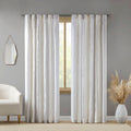 2Pk Poly Printed Curtain Panel With Tufted Stripe White Taupe 2 Pk 50X95