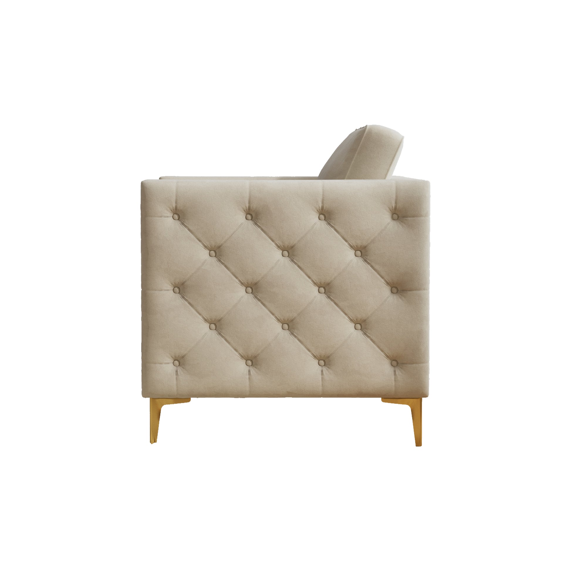 Accent Chair For Living Room Upholstered Arm Chair With Metal Legs Beige Velvet Beige Foam Fabric