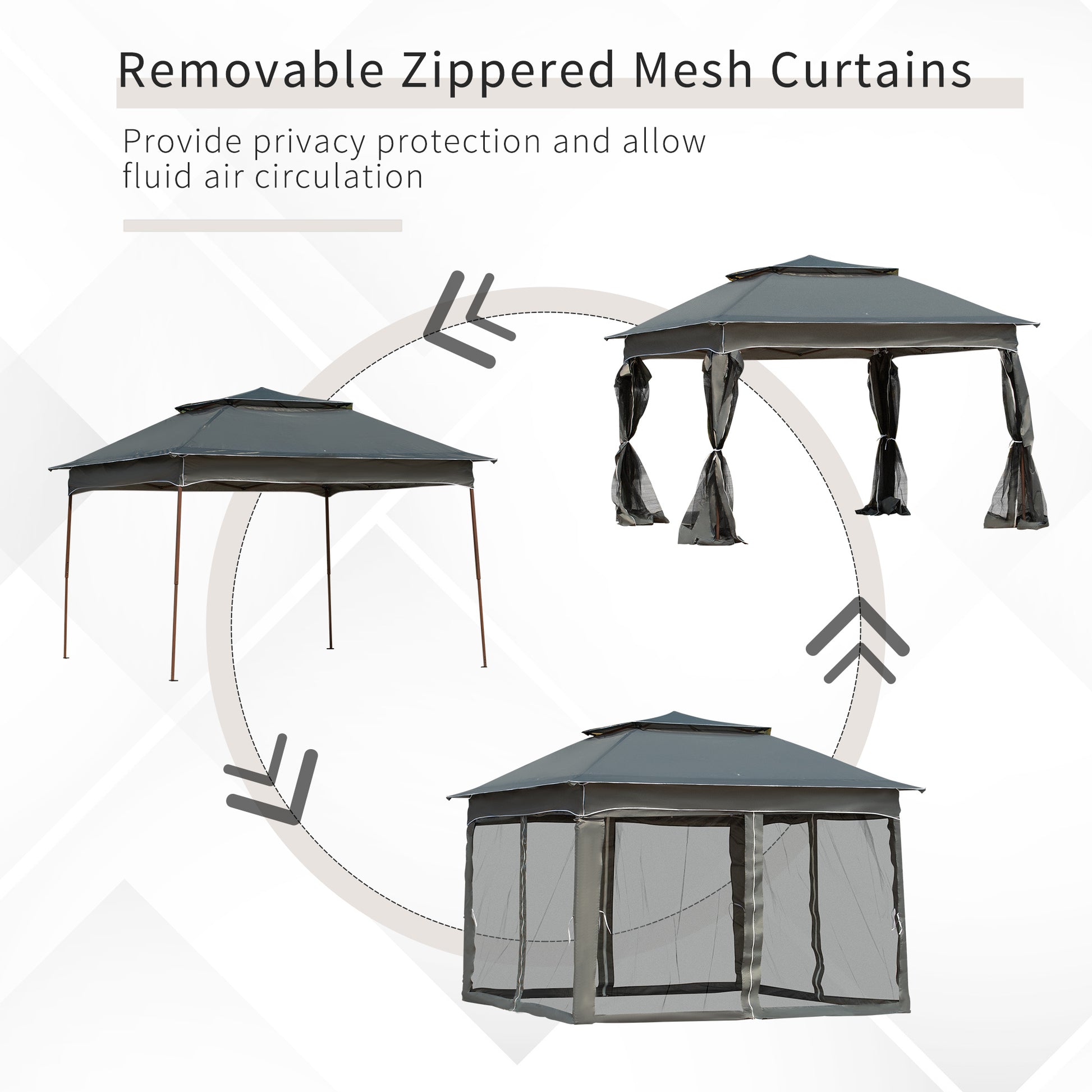 Outsunny 11' X 11' Pop Up Canopy, Outdoor Patio Gazebo Shelter With Removable Zipper Netting, Instant Event Tent W 114 Square Feet Of Shade And Carry Bag For Backyard, Garden, Dark Gray Dark Grey Polyester