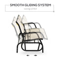 Outsunny 2 Person Outdoor Glider Bench, Patio Double Swing Rocking Chair Loveseat W Powder Coated Steel Frame For Backyard Garden Porch, Beige Beige Steel
