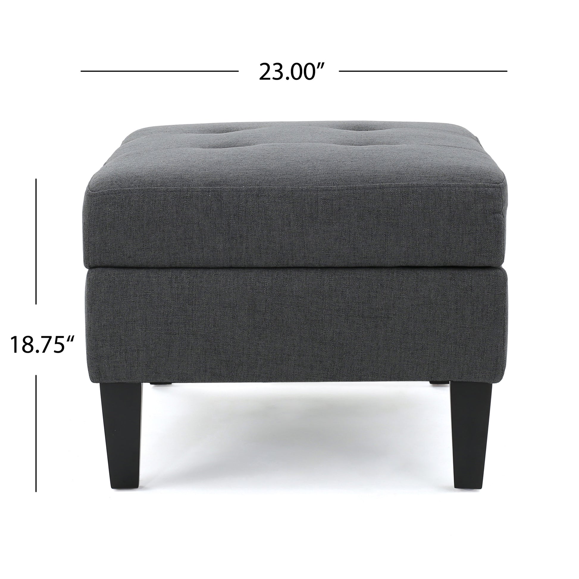 Storage Ottoman Dark Gray Fabric