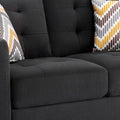 Caden 54 Inch Modern Loveseat With Side Pocket And 2 Pillows, Dark Gray Dark Gray Wood Fabric 2 Seat