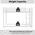 Metal Twin Over Twin Bunk Bed Heavy Duty Sturdy Metal Noise Reduced Safety Guardrail No Box Spring Needed,White Twin White Metal Metal