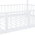Twin Over Twin Size Metal Bunk Bed With Slide And Guardrails, White Twin White Metal