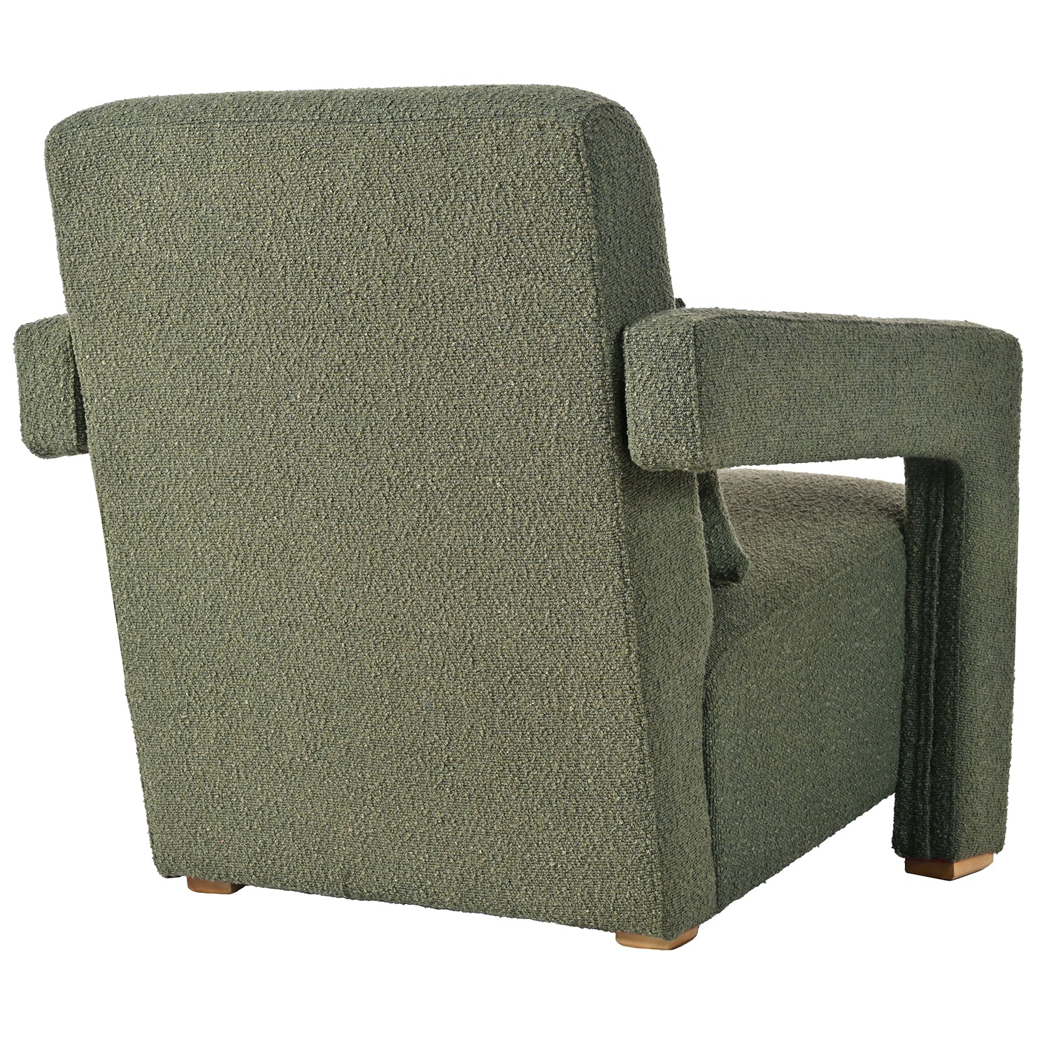 Mirod Sleek Right Angle Armrests, Ergonomic Lumbar Support, Square Wooden Block Legs, Inclined Seat For Comfort, Artistic Statement Piece For Living Room,Bedroom And Study Green Boucle